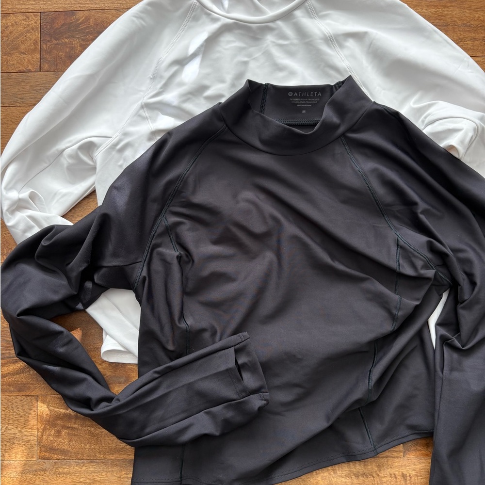 Athleta Black and White Long Sleeve Shirts